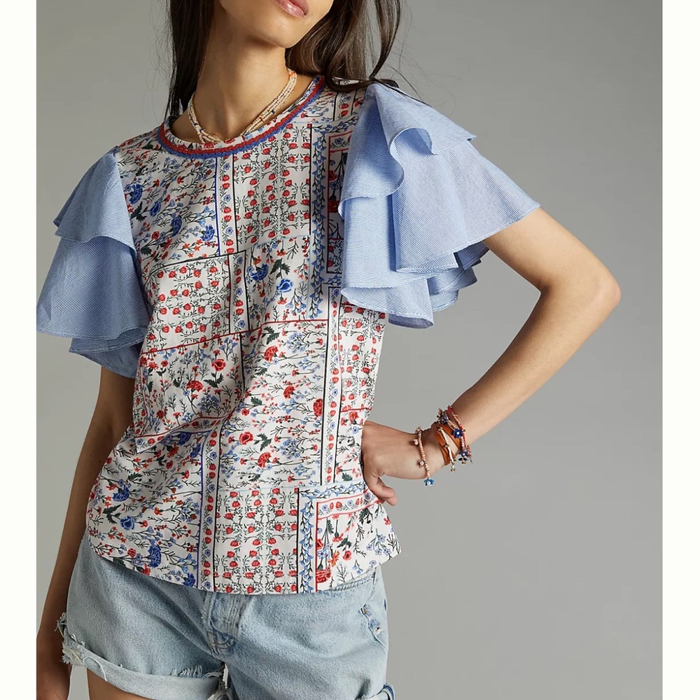 Anthroplogie Let Me Be Flutter-Sleeved Top - image 1